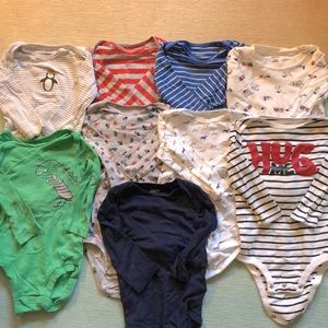 Long sleeve onesies with snap closures in the bottom